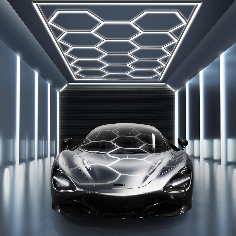 MODERN Hexagon Garage Light unit delivers wide-area brightness for garages.