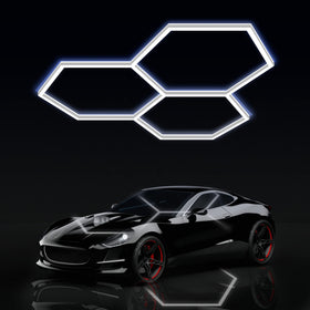 MODERN Hexagon LED Light grid assembly delivers wide, uniform garage illumination.