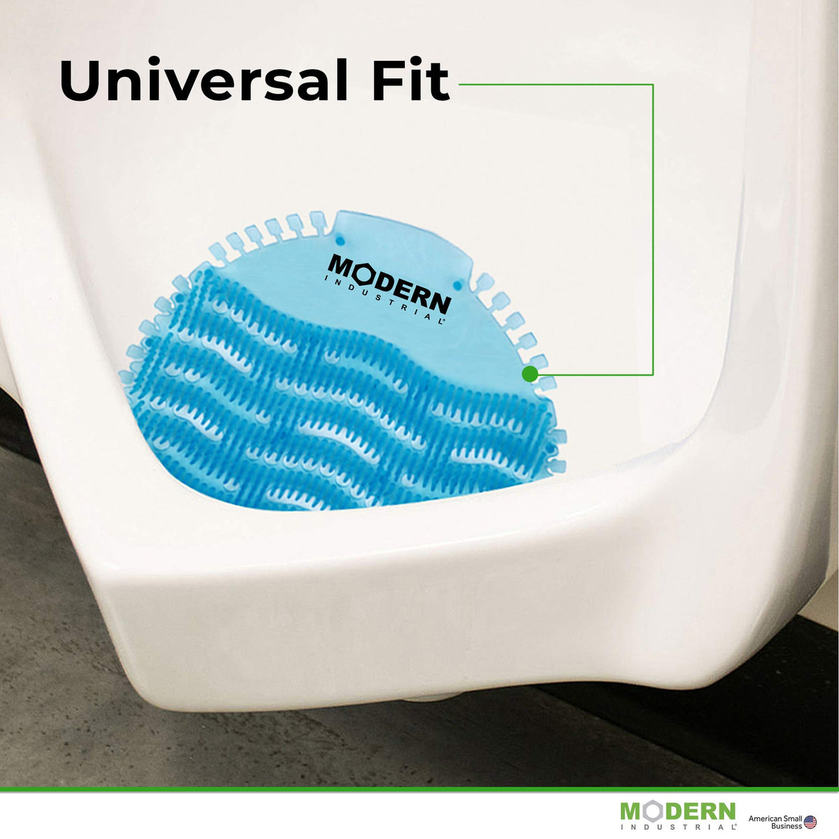 Modern Industrial urinal screen debris-block helps keep drains clear and restrooms tidy.