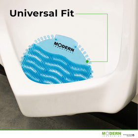 Modern Industrial urinal screen debris-block helps keep drains clear and restrooms tidy.
