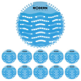 Modern Industrial urinal screen pack 10 with individually wrapped screens for clean restrooms.