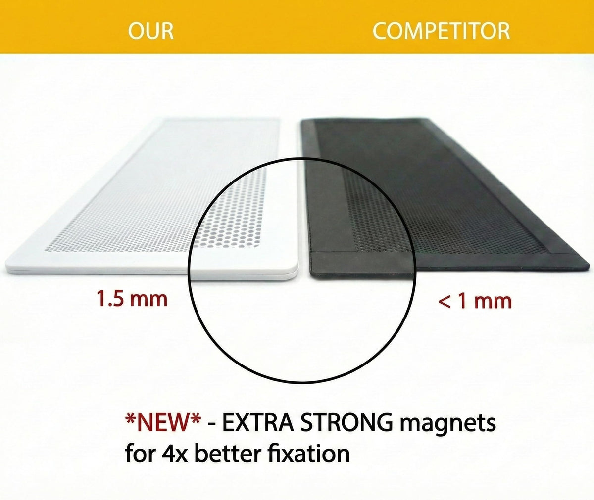 Modern Wave 5x11 vent cover close-up showing powerful magnets.
