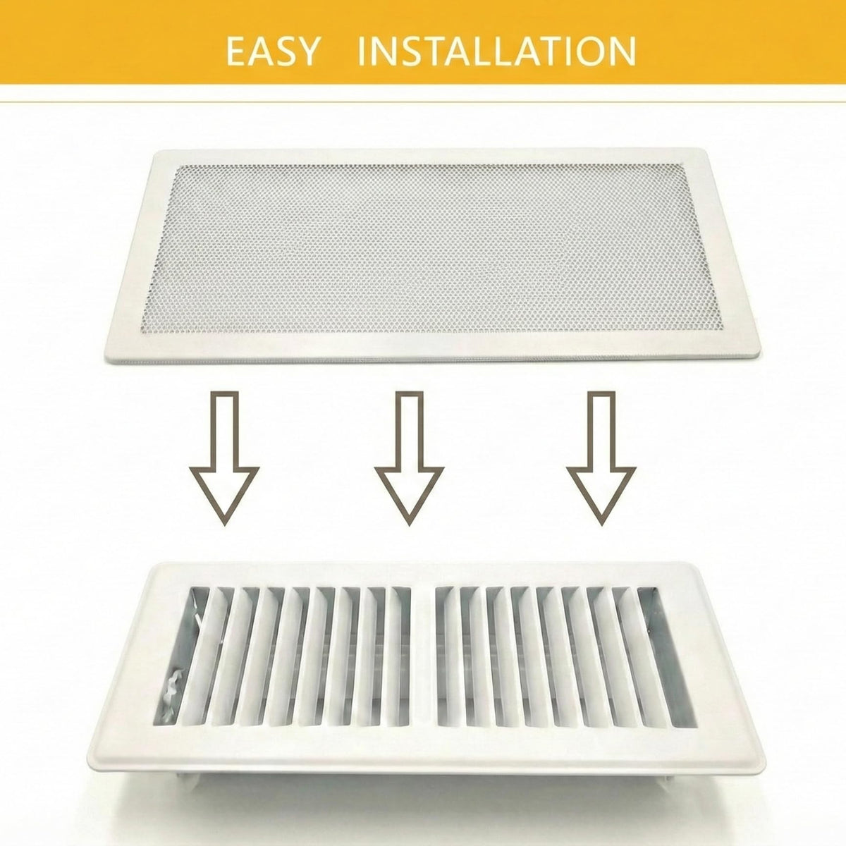 Modern Wave vent cover installed over a floor vent in a home setting.