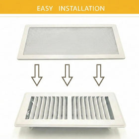 Modern Wave vent cover installed over a floor vent in a home setting.
