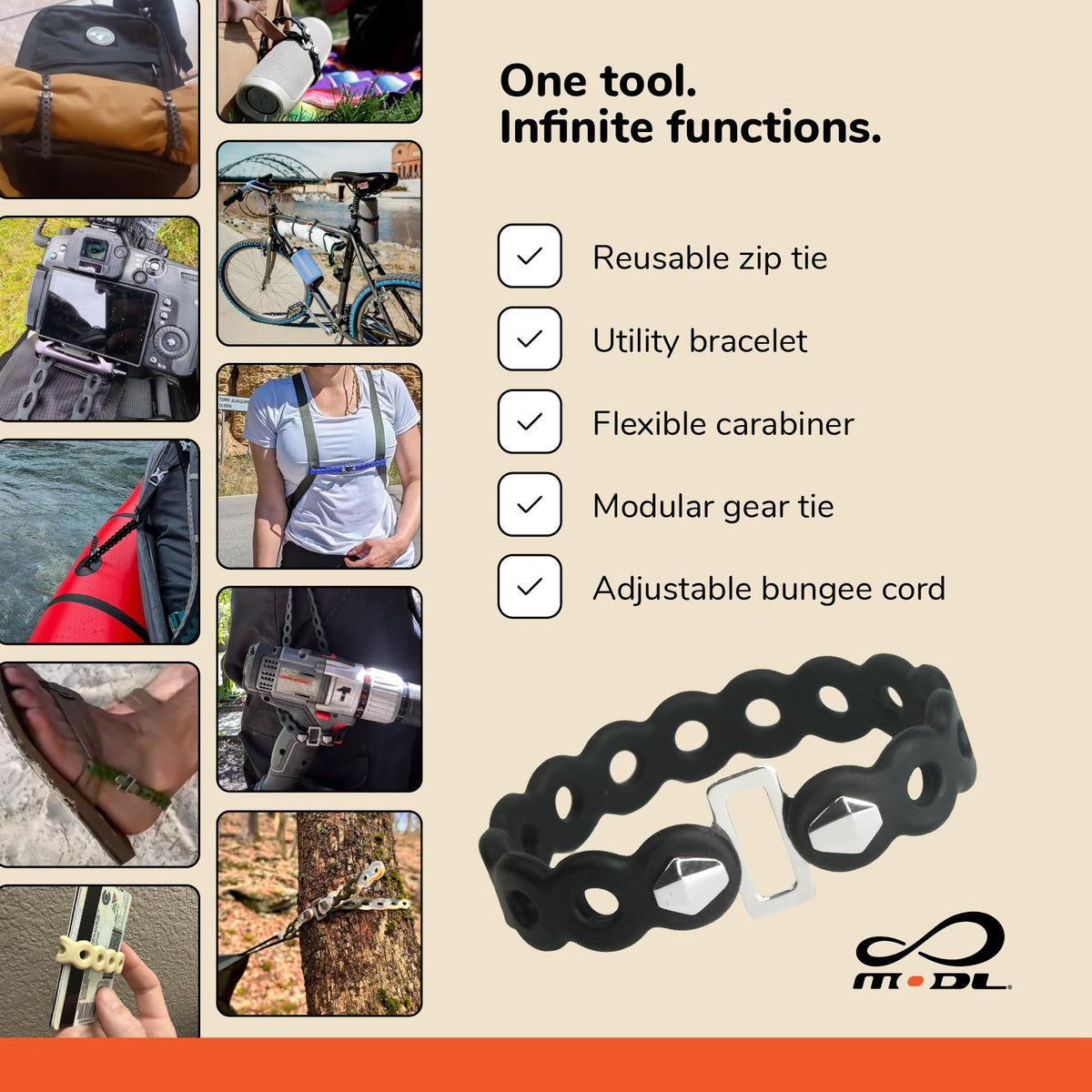 MODL Infinity Tool 2.0 stainless steel StudLinks enable easy cinching
