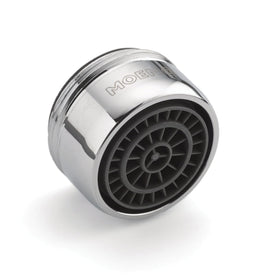 Moen 101010 chrome aerator installed on faucet for smooth flow