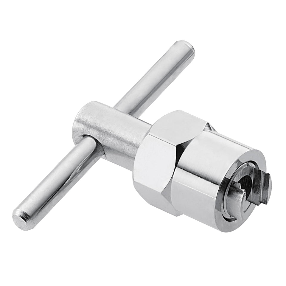 Moen 104421 cartridge puller in use for quick faucet cartridge removal.