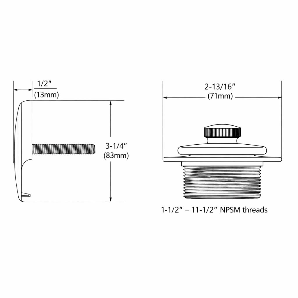 Moen 1-1/2 inch thread compatibility for tub drains.