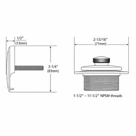 Moen 1-1/2 inch thread compatibility for tub drains.