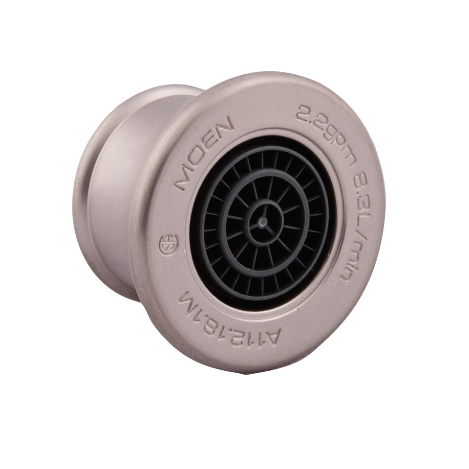 Moen 116618BN aerator close-up in brushed nickel for a sleek bath look