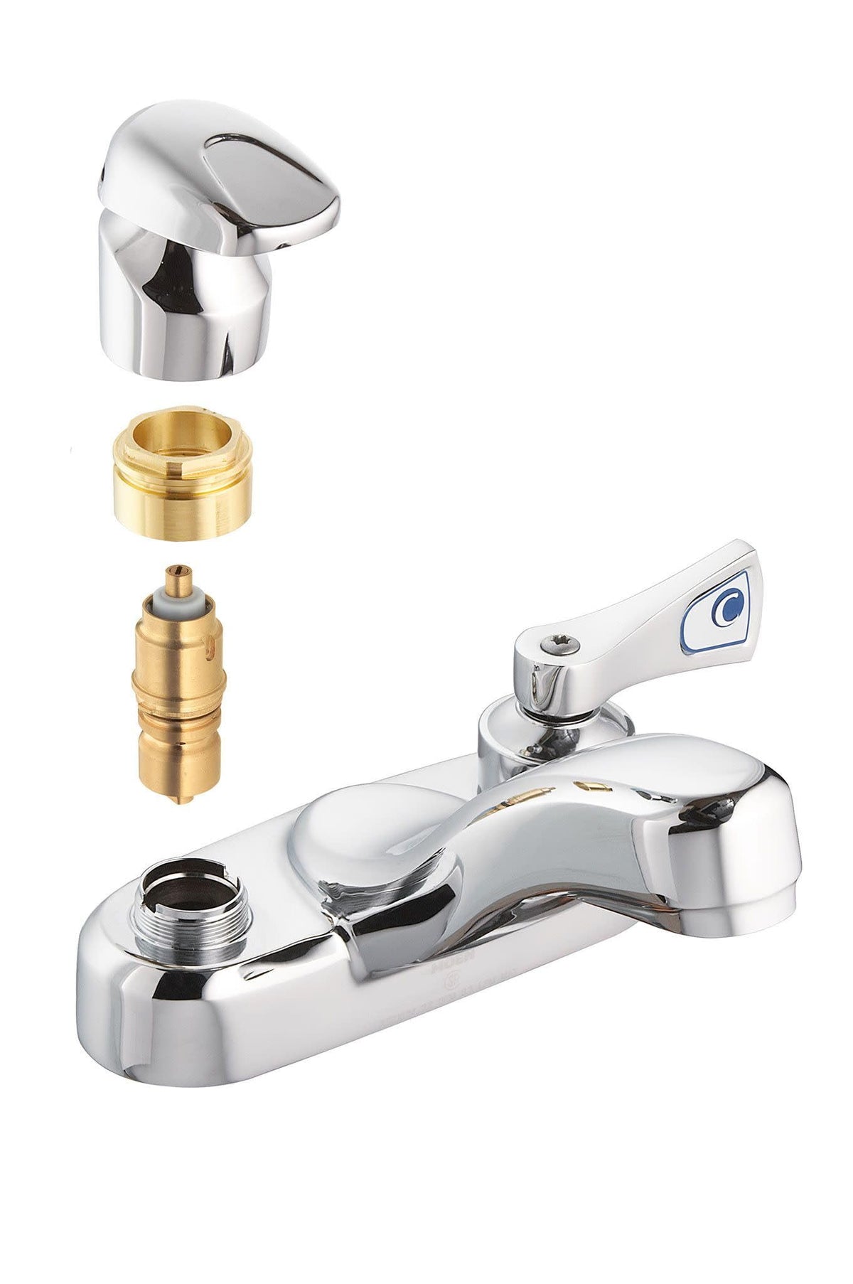 Moen 52100 brass metering cartridge closeup showing durable construction and fit.