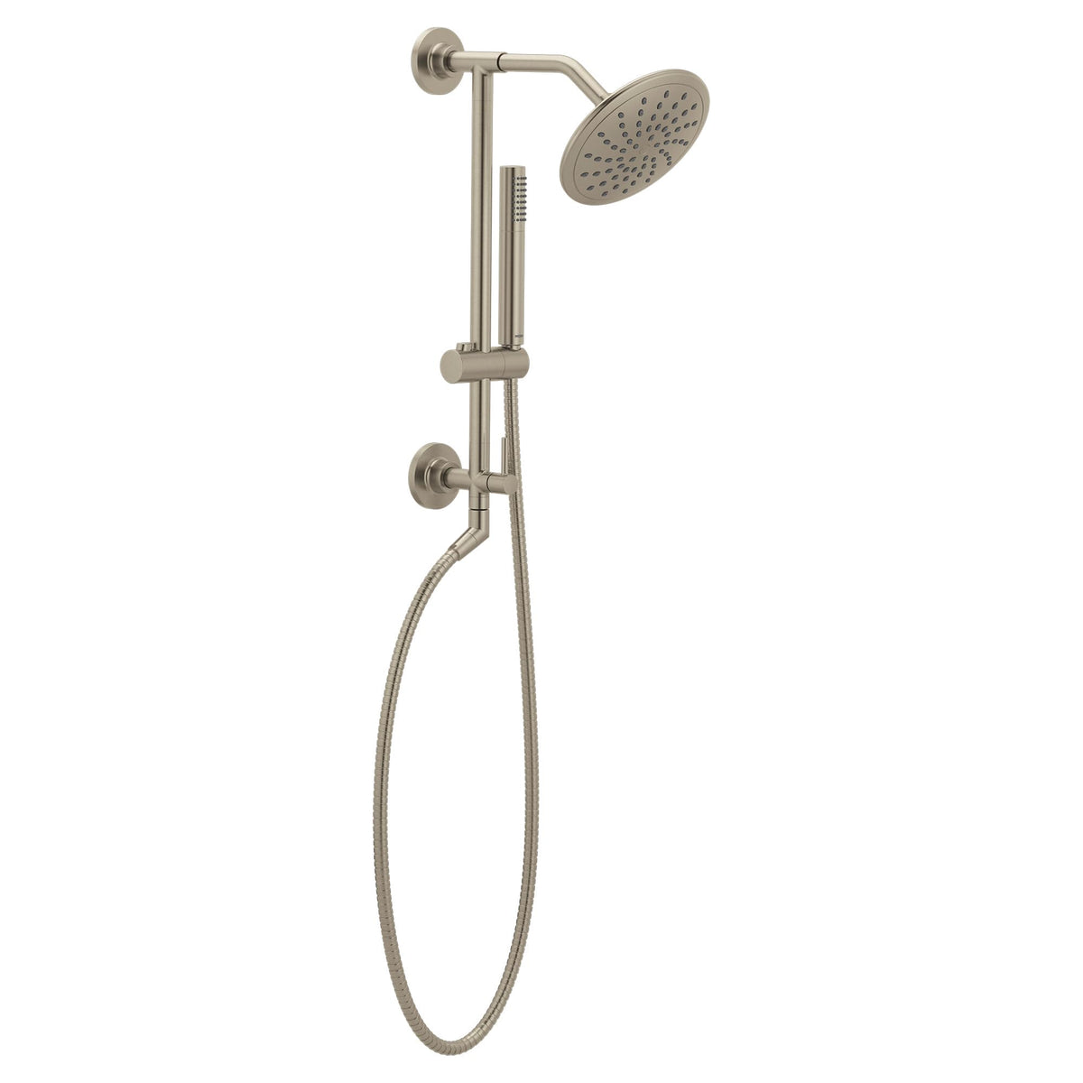 Moen single-function head simplifies operation with consistent rain shower.