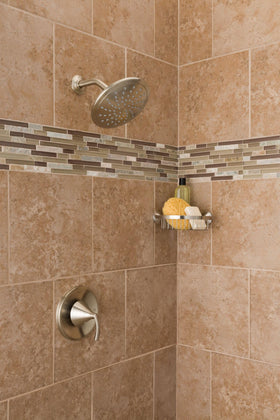 Moen 6345BN delivers a high-pressure rainfall spray for an energizing shower.