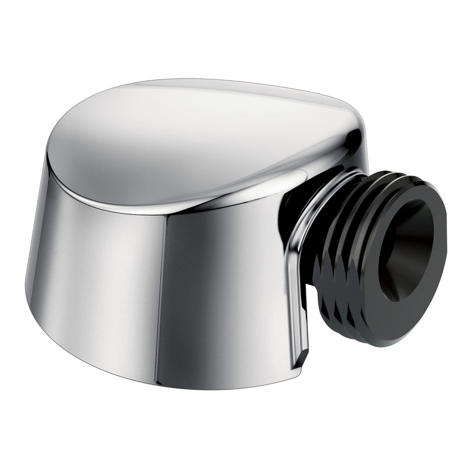 Moen A725 round chrome drop ell handheld shower wall connector front view with mirror-like finish