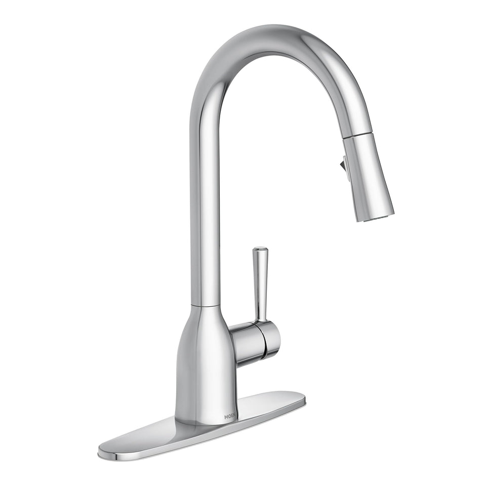 Moen Adler chrome finish faucet shown for durable daily use.