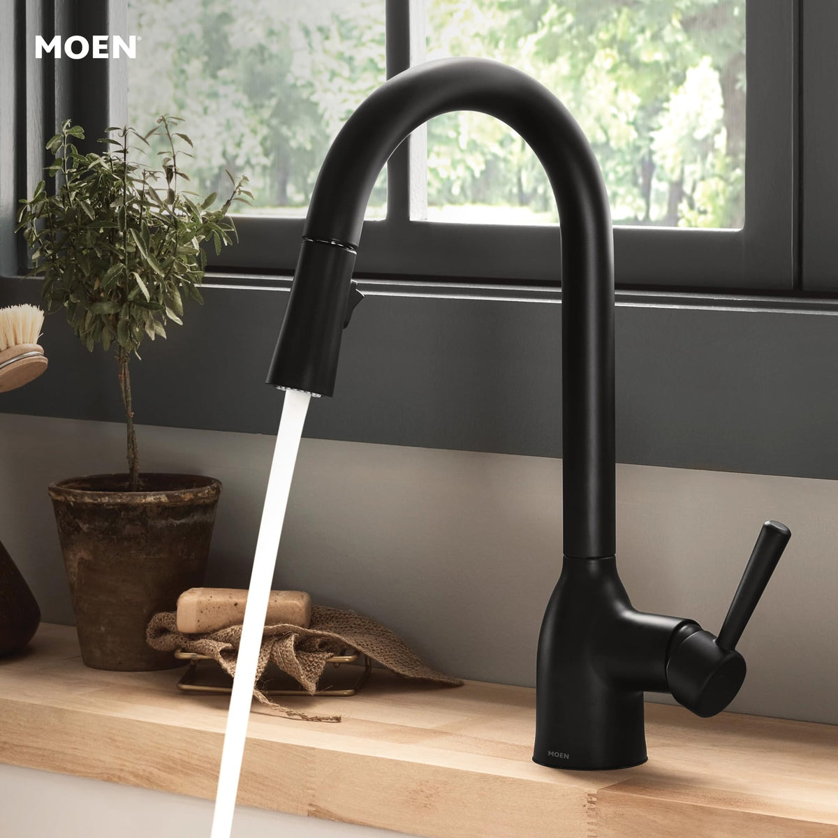 Moen Adler modern kitchen look paired with durable performance.