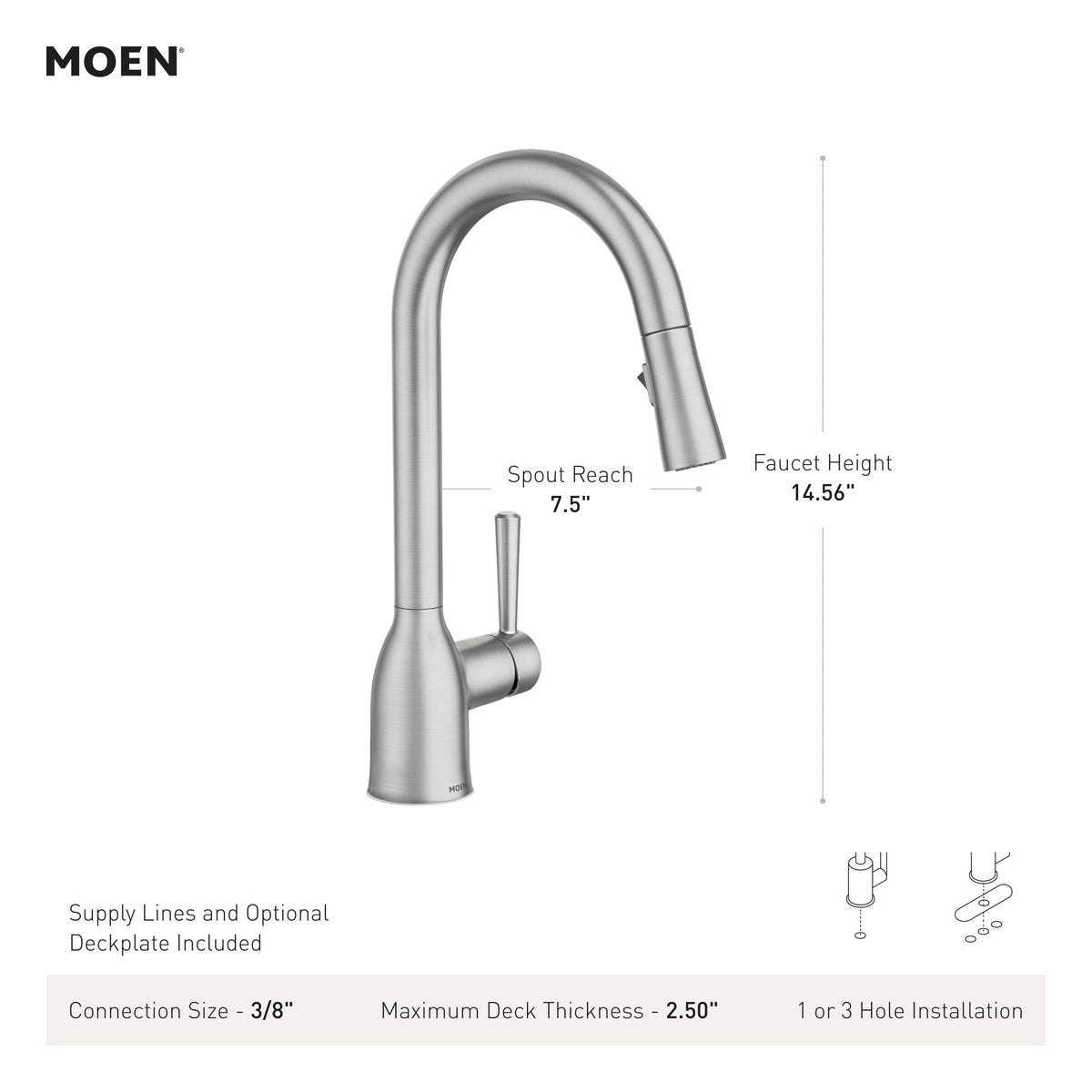 Moen Adler Power Clean spray head delivers stronger rinsing power.