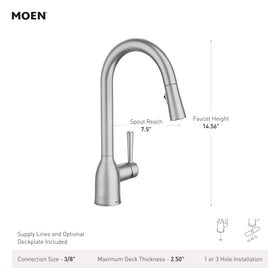 Moen Adler Power Clean spray for stronger rinsing on tough pots.