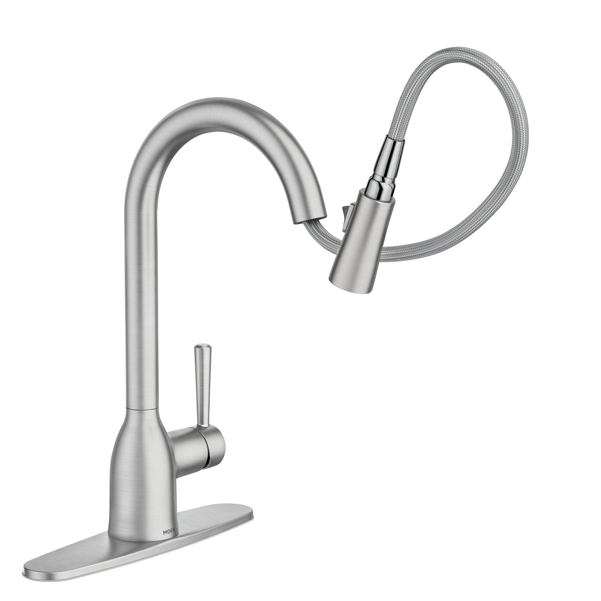 Moen Adler Reflex docking demonstrates smooth retractable spray head action.