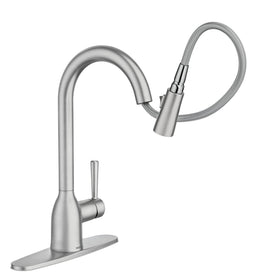 Moen Adler Reflex docking demonstrates smooth retractable spray head action.