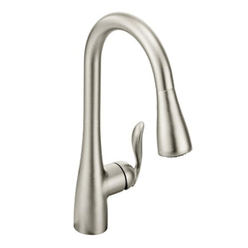 Moen Arbor faucet, angle view, showcasing fingerprint-free spot-resist finish.