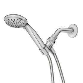 Moen Attune shower head with hose, full spray for thorough rinsing.