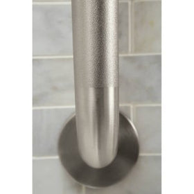 Moen grab bar with peened textured grip for slip resistance in showers.