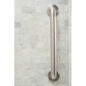 Durable stainless steel construction of Moen grab bar for long-lasting use.