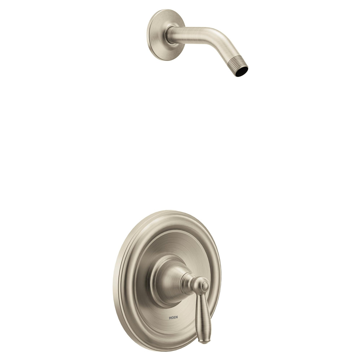 Closeup of Moen Brantford brushed nickel finish showing fingerprint resistance