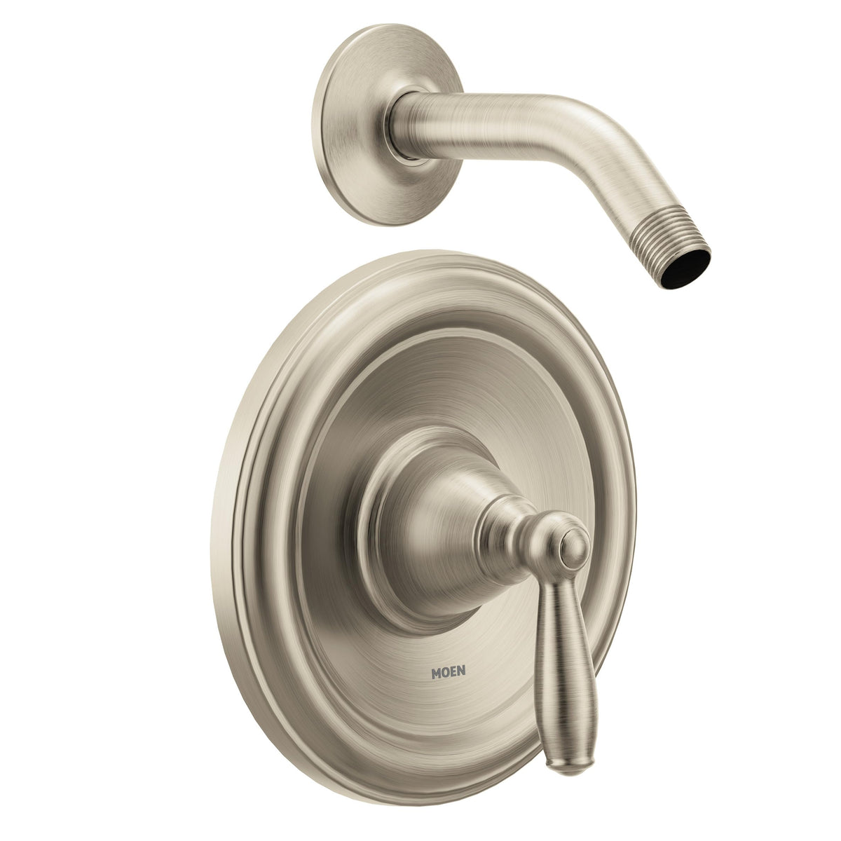 Moen Brantford brushed nickel shower trim with lever for precise temperature control