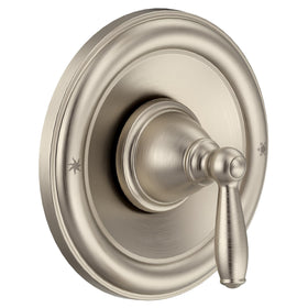 Moen Brantford brushed nickel shower trim with single-handle control for precise temperature