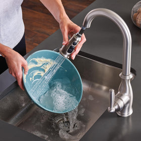 Moen Brantford escutcheon enables 1- or 3-hole installations