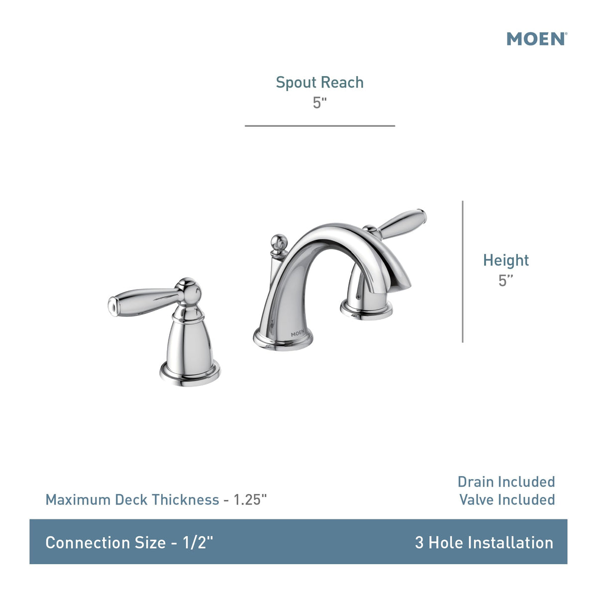 Moen Brantford includes valve for easier, complete installation.