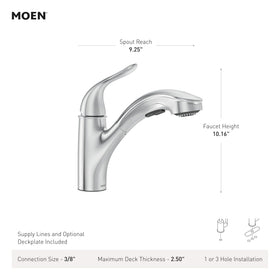 Moen Brecklyn pull-out sprayer offers flexible reach for rinsing and cleaning.