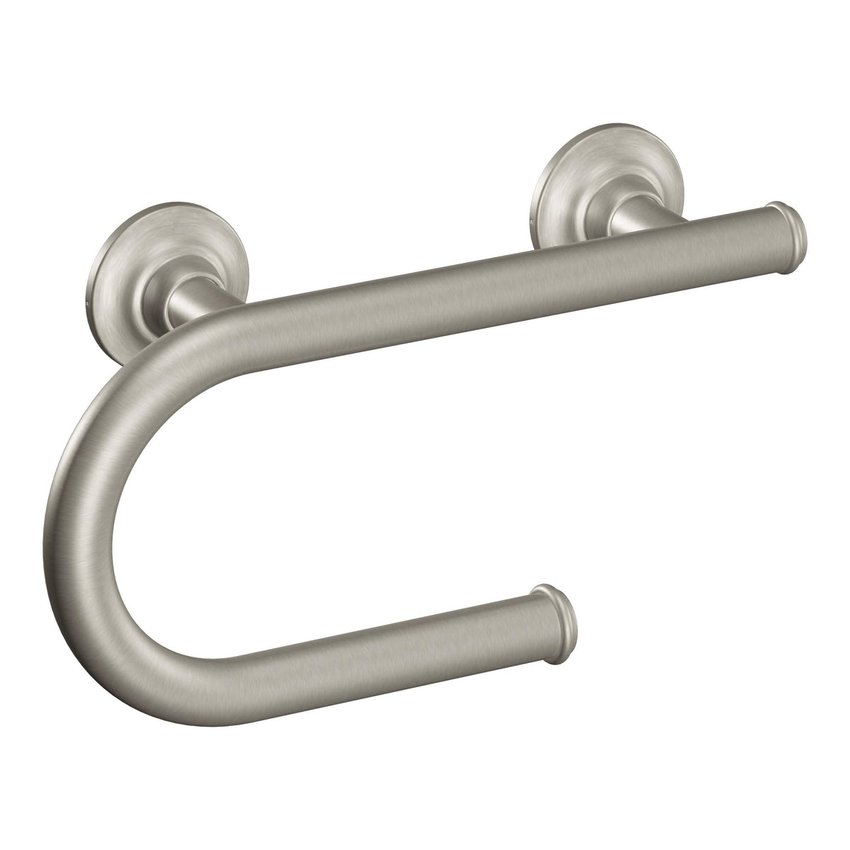 Moen 8-inch brushed nickel grab bar provides secure bathroom support