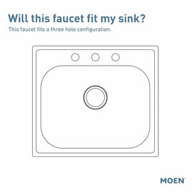 Moen Chateau chrome faucet 3-hole installation demonstrates flexible mounting options