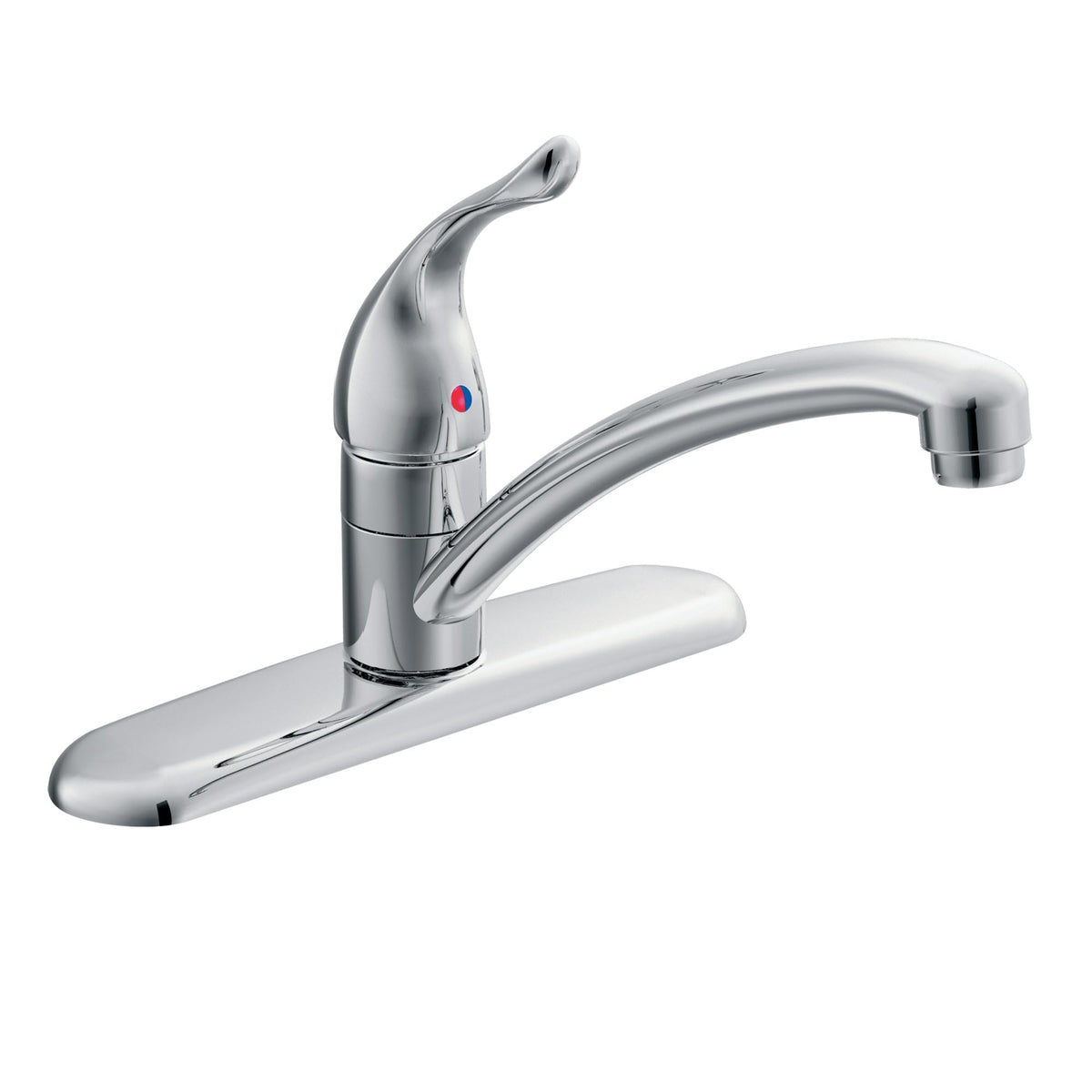 Moen Chateau chrome faucet front view with mirror-like finish for versatile decor