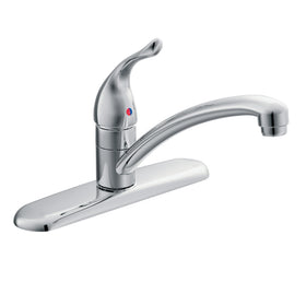 Moen Chateau chrome faucet front view with mirror-like finish for versatile decor