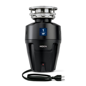 Moen Chef EX100C disposal under sink with quiet operation and powerful grinding.
