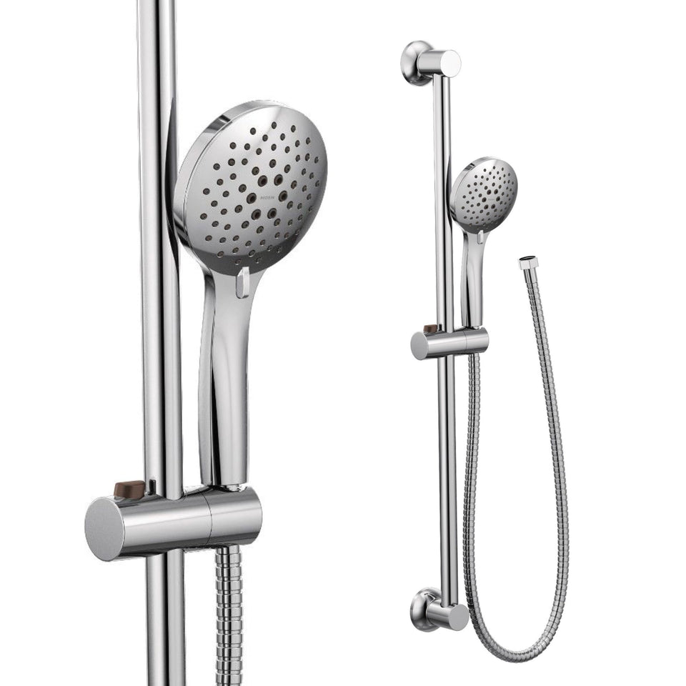Moen chrome Eco-Performance 5-function shower head with versatile spray options for customization