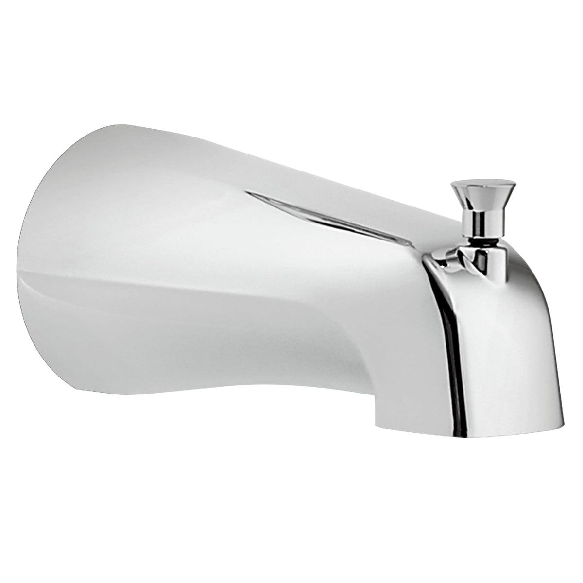 Moen chrome tub spout with lift rod diverter for easy tub-to-shower transition