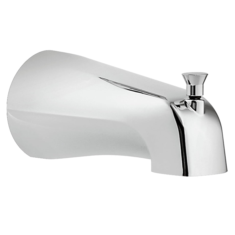 Moen chrome tub spout with lift rod diverter for easy tub-to-shower transition