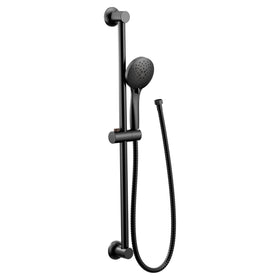 Moen Eco Performance 30-inch slide bar adjusts height for comfortable use.