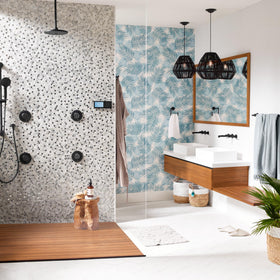 Moen Eco Performance full spray delivers broad coverage for a refreshing shower.