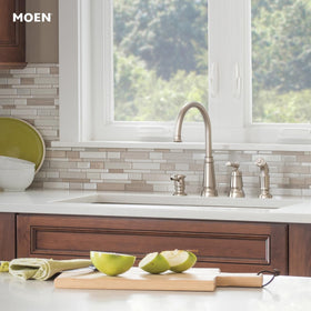 Moen Edison 4-hole mounting supports flexible installation options.