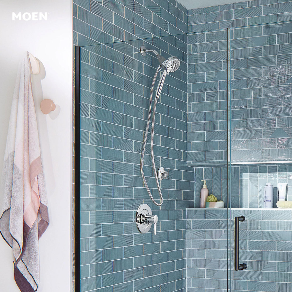 Moen Engage chrome finish adds a reflective modern look