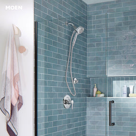 Moen Engage chrome finish adds a reflective modern look
