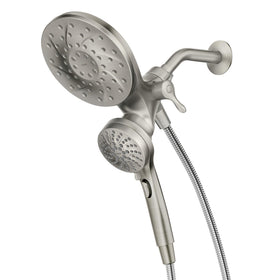 Moen Engage Magnetix 2-in-1 shower head with handheld option for flexible bathing.