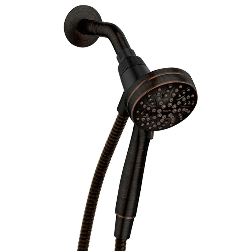 Moen Engage Magnetix showerhead in a modern bathroom showcases durability and sleek style