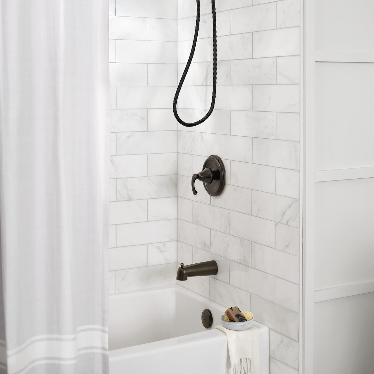 Mediterranean Bronze finish on Moen Engage Magnetix adds rich, classic character